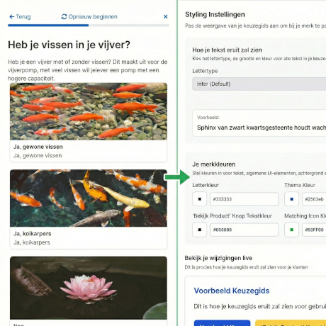Screenshot van de styling mogelijkheden